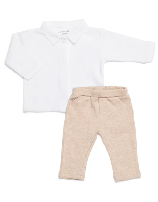 2 Delige Baby Set Wit Shirt Met Camel Broekje