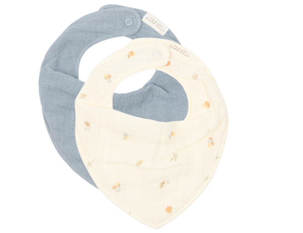 Bandana Bib Muslin Set Of 2 Forest Friends Forest Treasures Pure Denim Blue