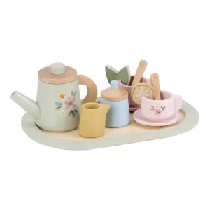 0029924 Houten Theeservies Met Kopjes En Schotel