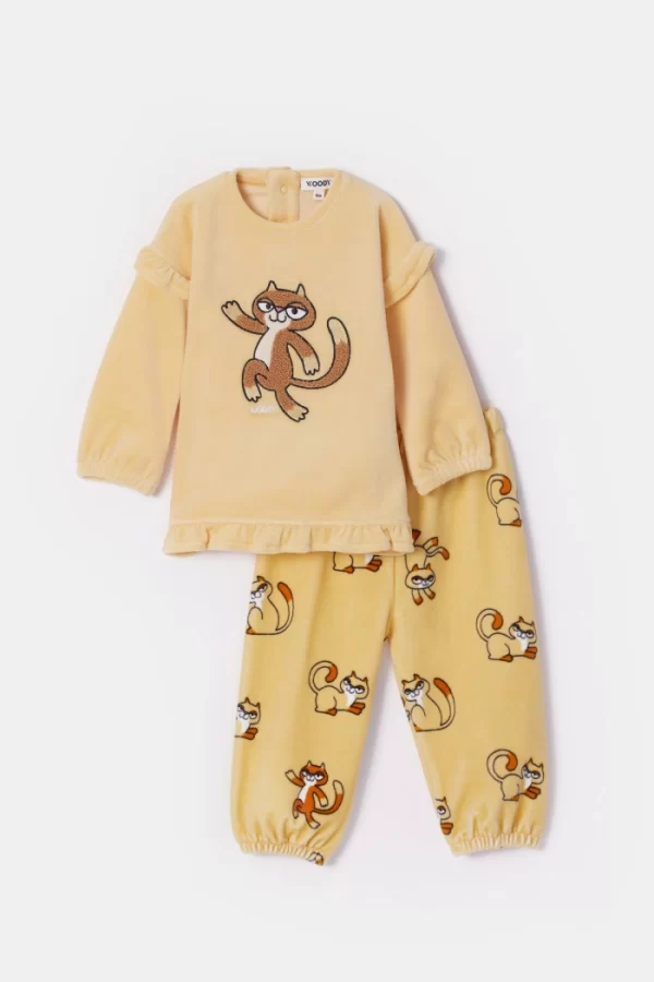 Https Woodyworld.com Media Catalog Product T S TS1751982584TS 252 10 PDL V 619 Babies Lichtgele Pyjama In Velours Met Kat 1 B274