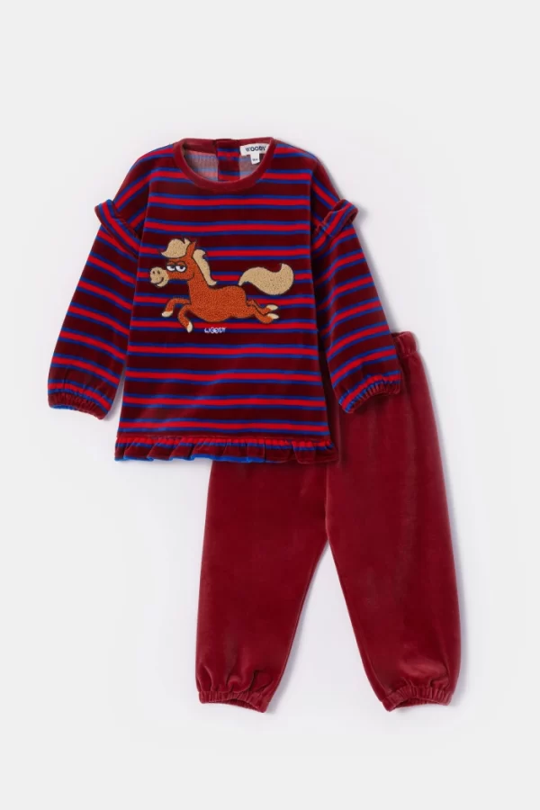 Https Woodyworld.com Media Catalog Product T S TS1751982845TS 252 10 PDL V 919 Babies Rood Gestreepte Pyjama In Velours Met Po 1276