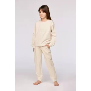 Woody Unisex Pyjama Beige Met Gekleurde Dotjes
