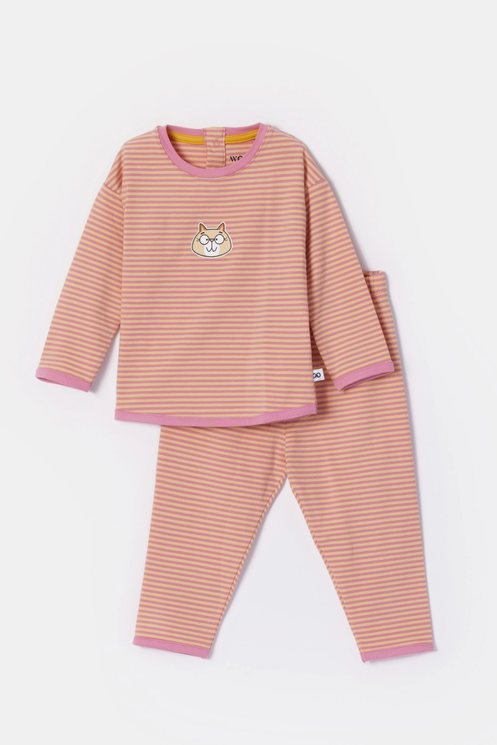 Https Woodyworld.com Media Catalog Product T S TS1751982685TS 252 10 PZG Z 927 Babies Roze Geel Gestreepte Pyjama In Katoen 1 43ef