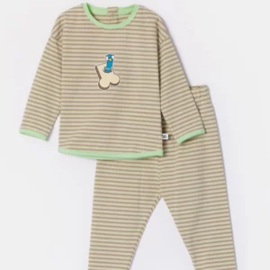 Https Woodyworld.com Media Catalog Product T S TS1751983140TS 252 10 PZG Z 933 Babies Groen Beige Gestreepte Pyjama In Katoen Db08