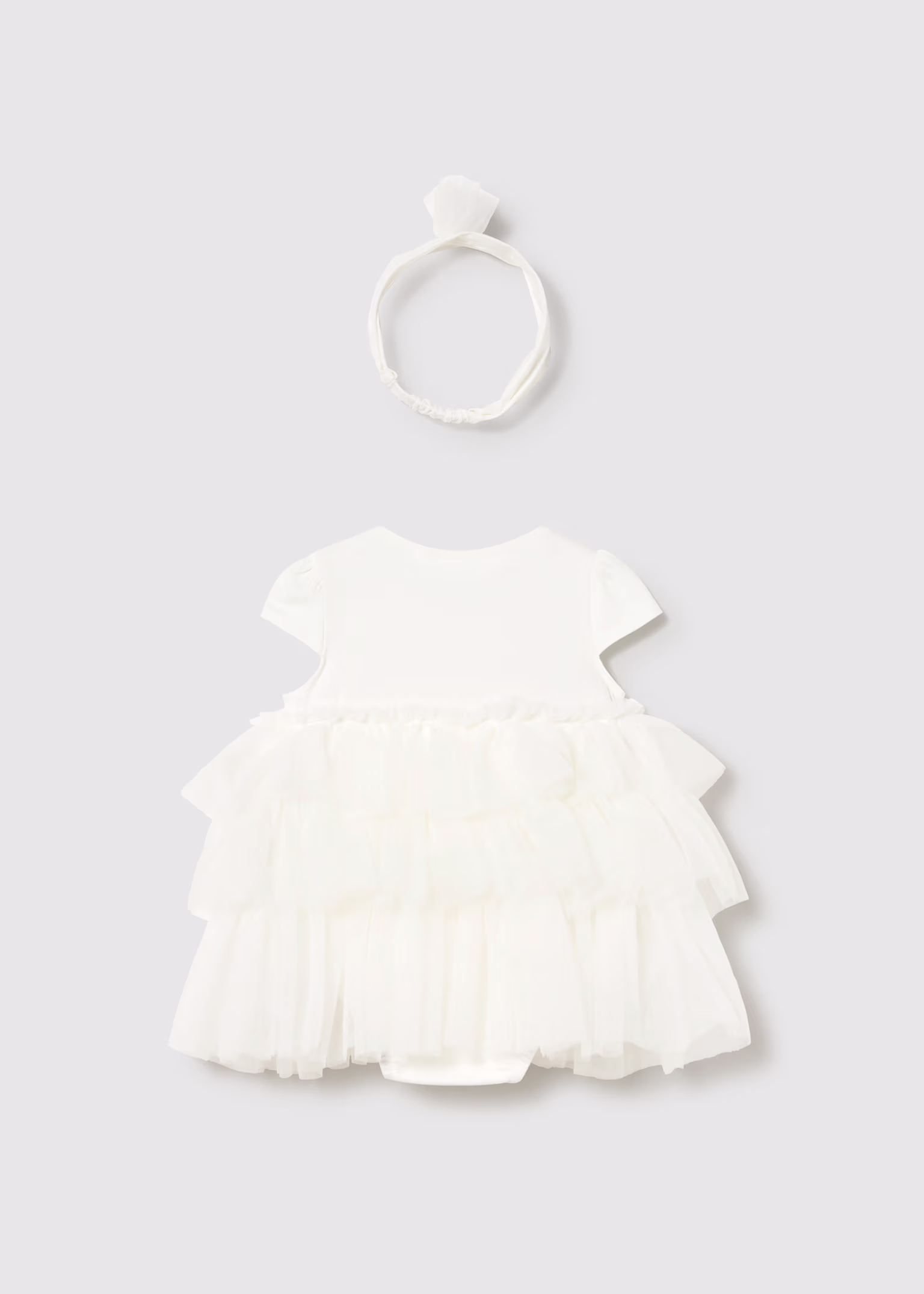 Ruffled Romper With Headband For Newborn Off White XL 5