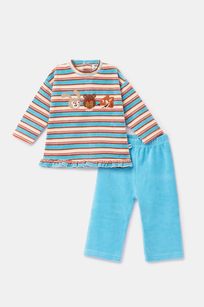 Https Woodyworld.com Media Catalog Product T S TS1783417343TS 262 10 PDL V 920 Babies Blauw Bruine Pyjama Van Velours 1 B20f